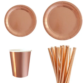 

49Pcs Disposable Party Paper Plate Paper Cup Party Birthday Decoration Cake Surrounding Straw