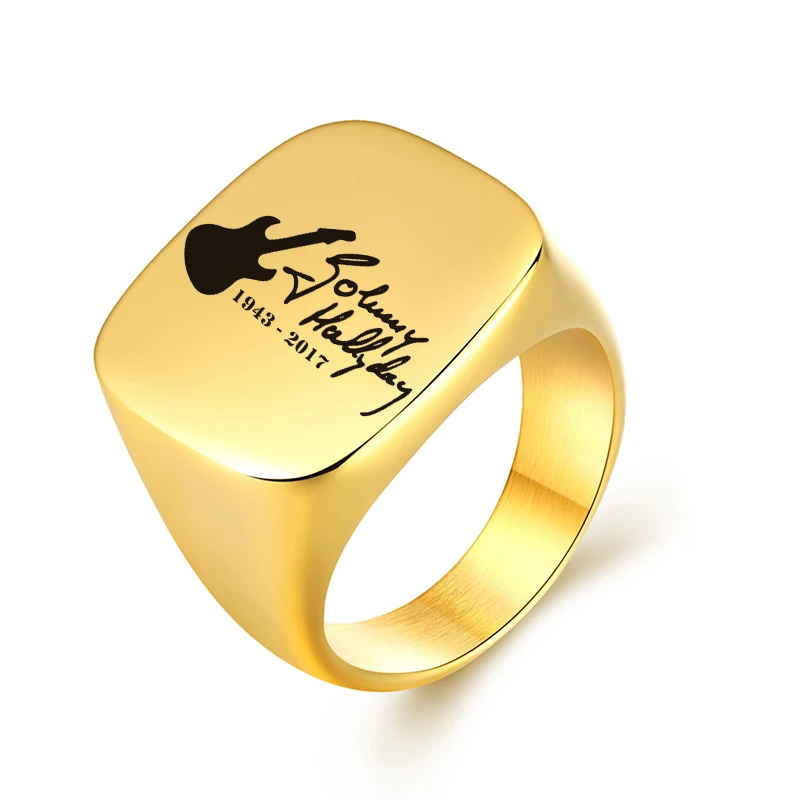 Кольцо с фотографией из нержавеющей стали для мужчин и женщин, большие кольца в стиле панк, рок, мужское кольцо на палец, серебряное, золотое, черное ювелирное изделие, подарок - Цвет основного камня: Gold 13