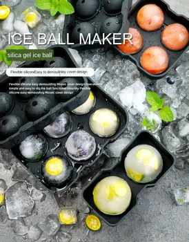 

Creative large 6-link ice hockey mould spherical ice mould ice block mould whisky vodka silicone ice lattice 2 4-link