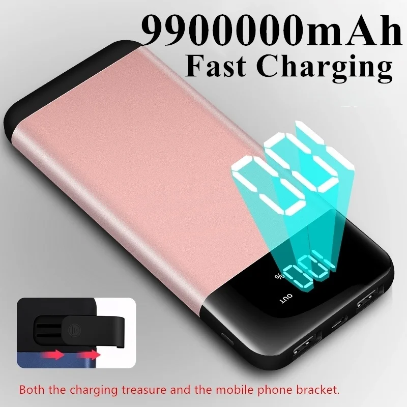 Горячая новинка 10000 мАч Внешний аккумулятор Двойной USB быстрый выход порт Скрытая скобка цифровой светодиодный зеркало тонкий до 15 мм аксессуары для сотовых телефонов
