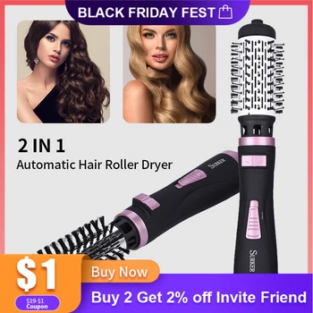 

2 In 1 Rotaty Hair Dryer Brush Multifunctional Electric Roller Styler Hot air Comb Straightening Curling Iron Hair Styling Tools