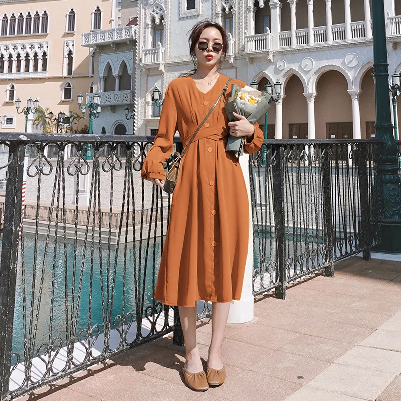 

Photo Shoot 2020 Spring New Style Dress Mid-length CHIC Retro French Waist Hugging Non-mainstream Platycodon Grandiflorum Skirt