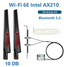 3000Mbps Wifi 6E Intel AX210 Bluetooth 5.2 Desktop Kit Wifi 6 AX200 Kaart 10DB Antenne 802.11ax 2.4G/5Ghz/6Ghz AX210NGW Adapter