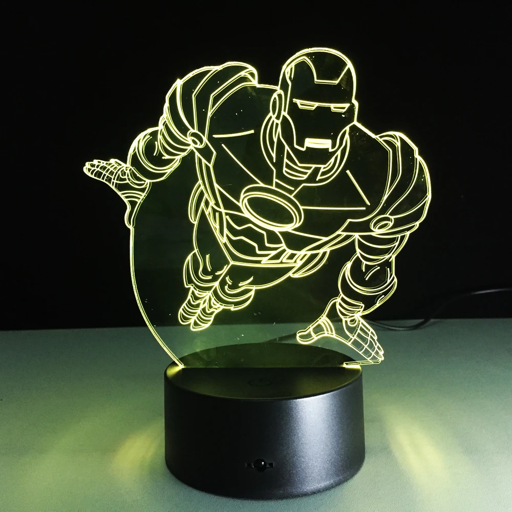 VIP Прямая поставка супергероев Человек-паук Тор Молоток Черная пантера значок светодиодный светильник Железный человек Капитан Америка Щит 3D светодиодный светильник 5 В лампа