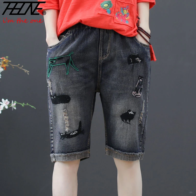 plus size ripped capris