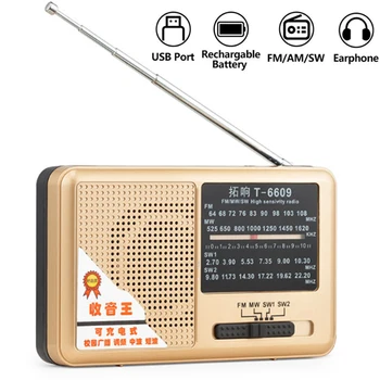 

FM/MW/SW Radio Mini Portable Full Band Receiver with 3.5mm Headphone Jack Telescopic Antenna High Fidelity Full Range Speaker