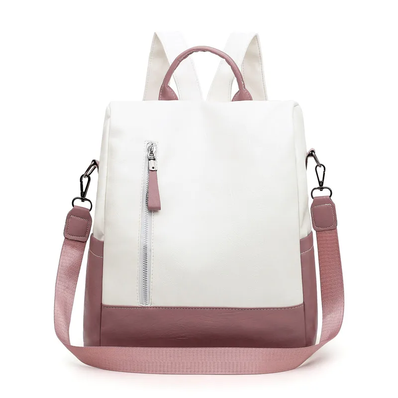 Модные противоугонные женские сумки высокого качества на молнии рюкзак для девочек роскошный мягкий кожаный сумка на плечо Sac A Dos Femme Mochila - Цвет: White