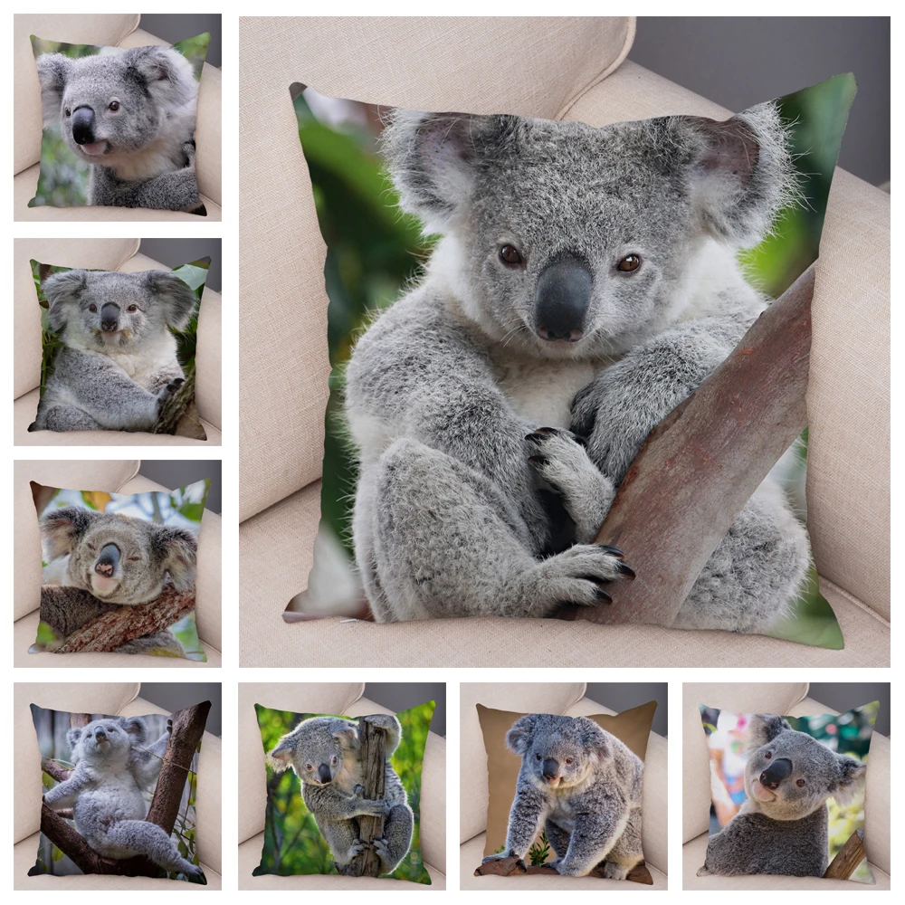 

Soft Plush Pillow Case for Car Sofa Home Decor Cute Australian Koala Cushion Cover Wild Animal Pattern Print Pillowcase 45x45cm