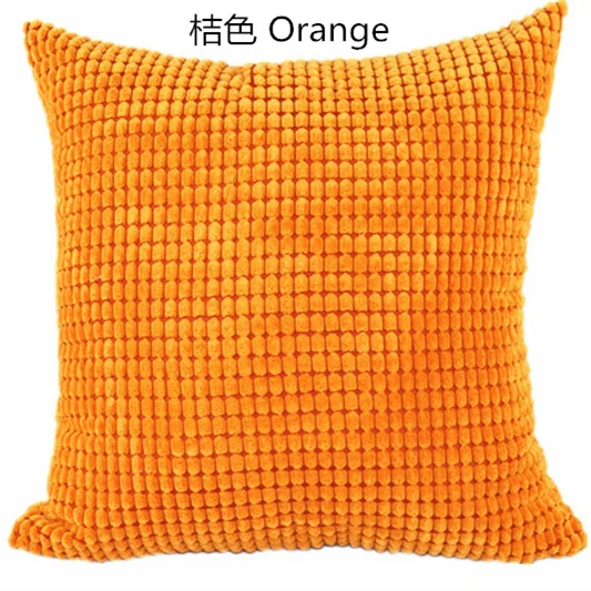 Big plaid Orange Полосатая подушка в клетку для стула, мягкая подушка, полиэфирная Вельветовая плюшевая однотонная подушка, чехол для дивана, домашний декор, 40x40 45 50 60 70, на заказ - Цвет: Big plaid Orange