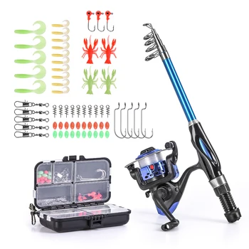 SUPER SALE ❤️ Full Fishing Kits Fishing Rod And Reel Combo Telescopic Fishing Rod Spinning Reel Set with Hooks Soft Lures Barrel Swivels Bag - discount item 41% OFF Sports & Entertainment