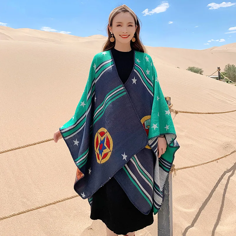 Женская шаль модный звездный узор пустыня путешествия акриловая шаль - Цвет: 01