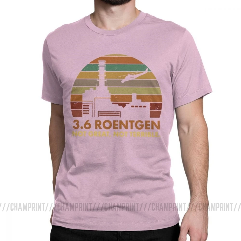3,6 Мужская футболка с надписью «Roentgen Not Great Not horrible», топы для ТВ-шоу «Чернобыль», футболка с ядерным излучением, футболка для отдыха - Цвет: Розовый