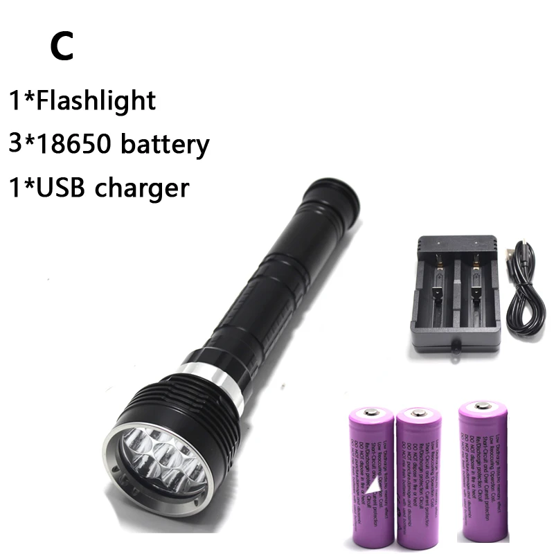 flashtorch mini 8000LM Professional Diving torch XML-T6 L2 White light Portable Scuba LED Hunting Lantern 100M Underwater Dive Flashlight emergency flashlights Flashlights