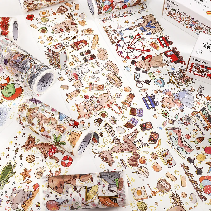 Crazy Animal City Series Journal PET Washi Tape Adhesive Planet DIY Scrapbooking Sticker Label Masking |