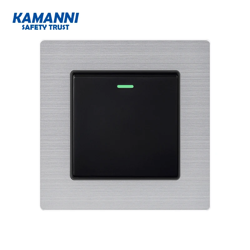 

Wall light switch with indicator light of 1 2 3 4 gang 1 way, luxury light switch, switch aluminum alloy panel 110~250V
