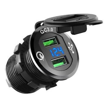 

Qc3.0 Dual USB Charger Socket ,Universal Car Connector Adapter USB Charger 12-24V