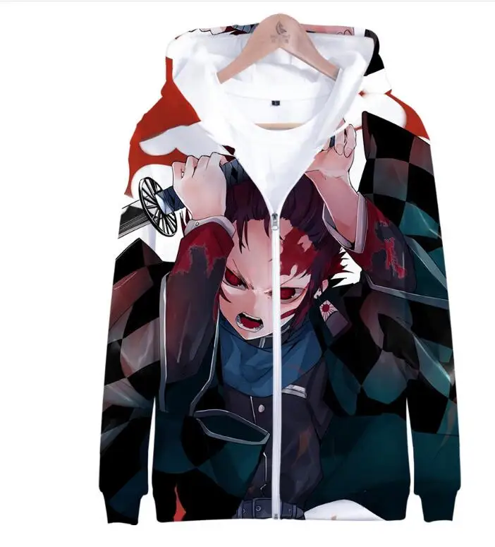 23 Jackets Demon Slayer: Kimetsu no Yaiba hoodie Cardigan Sweatshirts 3D Print Men's Zipper coat Anime Harajuku Baseball uniform - Цвет: 23