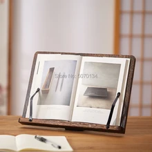 Adjustable Wooden Book Stand Foldable Desktop Reading Holder for Music Books Textbooks Tablets Laptop with Page Holder Clips