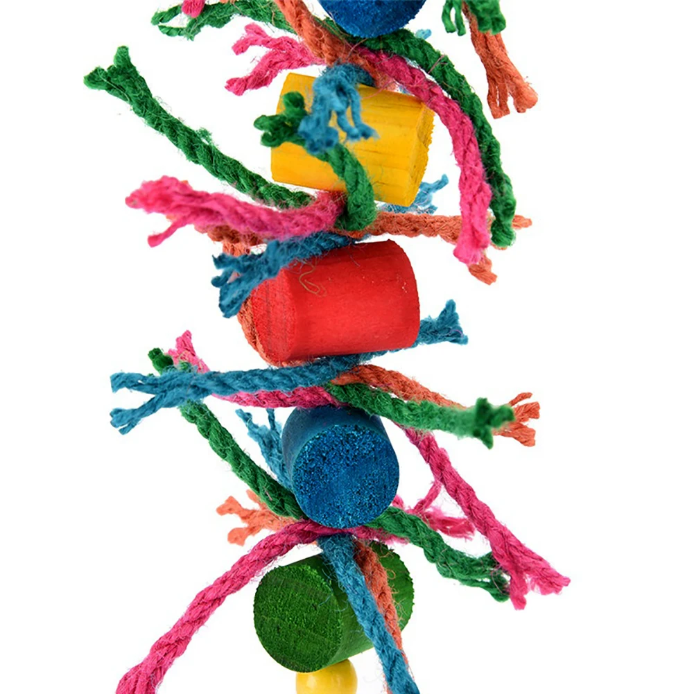 Многоцветный деревянный шар цилиндрический блок пеньковая веревка жевательные Качели Попугай птица игрушки