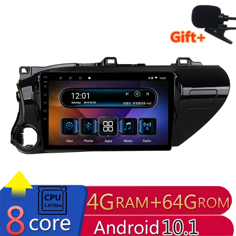 10.1&quot 4G RAM 8 cores Android Car DVD GPS Navigation For TOYOTA Hilux 2016 2017 audio stereo car radio headunit bluetooth | Автомобили