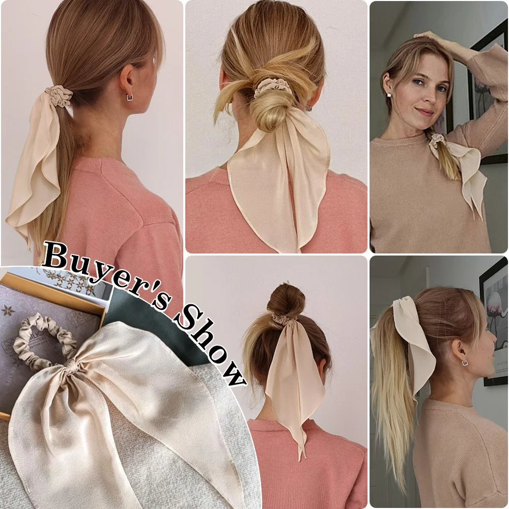 LilySilk 6 пачек шарф резинки для волос из чистого шелка Женская эластичная лента для волос с бантом 100 натуральный сырой шелк мягкий