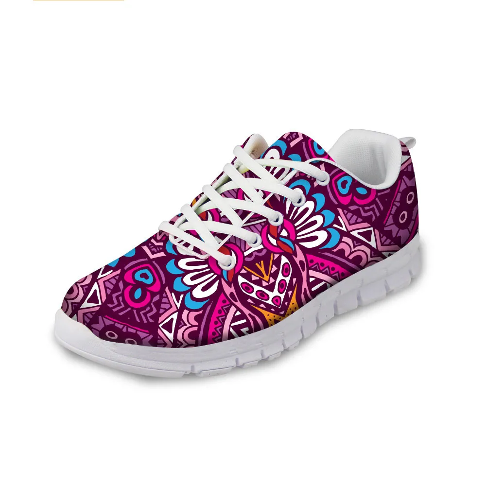 

ELVISWORDS Womens Fashion Sneakers Mesh Breathable Running Sport Shoes Chinese Retro Pattern Non-slip Lace-up Walking Shoes