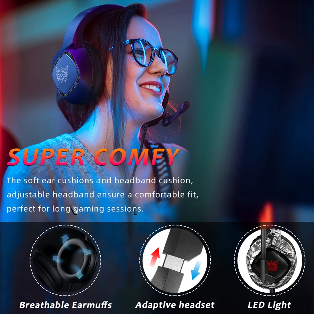 Beexcellent Gaming Headset Earphone Wired Gamer Headphone Stereo Sound Headsets with Mic LED light for Computer PC Gamer