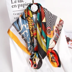 Women 100% Real Silk Square Scarf for Gift Hangzhou Pure Silk Neckscarf Wraps Christmas Day Present Square Silk Scarves Bandanas