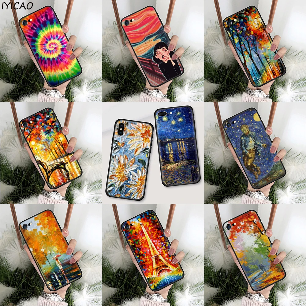 IYICAO Ван Гог Звездная ночь мягкий чехол для iphone 5 5s 6 6s 7 8 Plus X XR XS Max 11 Pro SE 2020 |