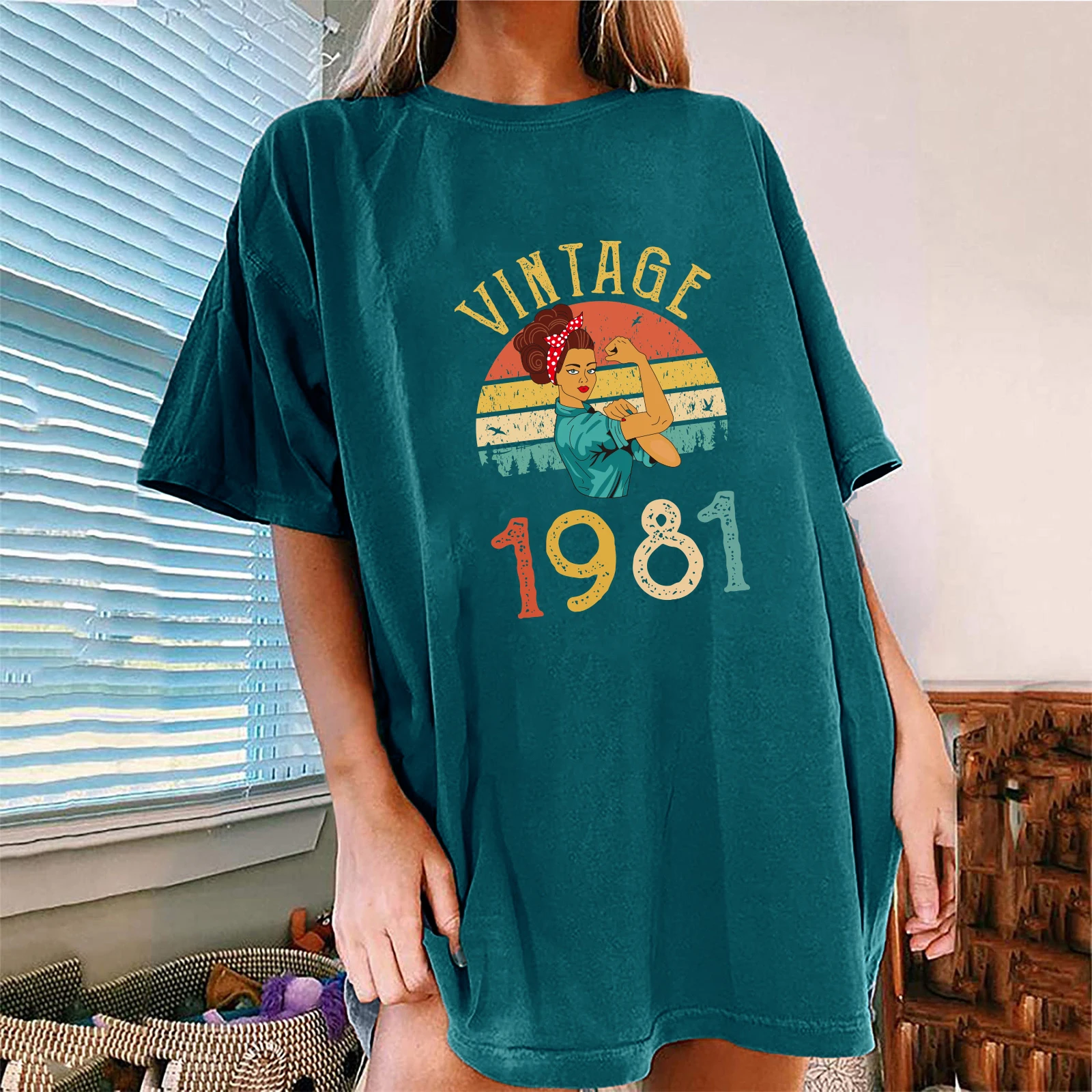 Vintage 1981 Print Women Tshirt O Neck 