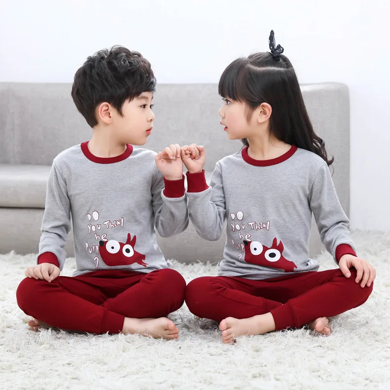 Детская Пижама с длинными рукавами из хлопка, пижама для мальчиков, костюм на осень Пижамы для мальчиков и девочек рождественские пижамы детские одежда с мультяшными рисунками, комплект - Цвет: Y-12