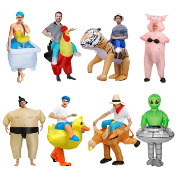 Disfraces inflables divertidos de animales para adultos, Disfraz de Alien, cerdo de pato, bañera, mascota de Halloween, para fiesta