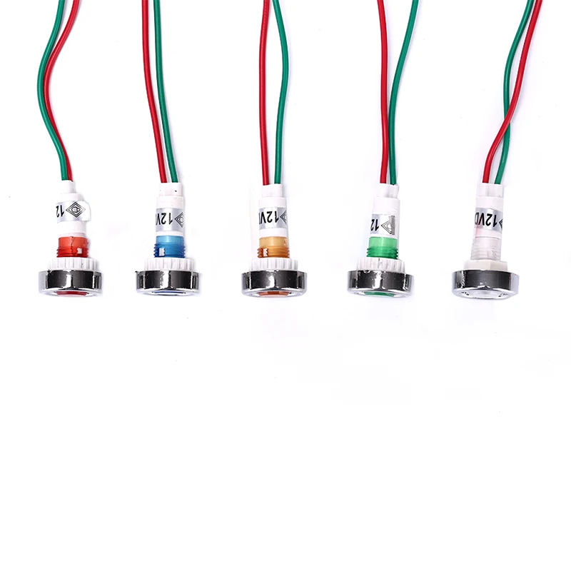 

1/10pcs Car Boat 12V 10mm LED Indicator Light Pilot Dashboard Panel Warning Lamp Wired IP 45