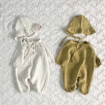 

Baby Rompers Autumn Linen Newborn Boy Girl Jumpsuits Pajamas Long Sleeve Infant Kids Overalls One Piece Toddler Playsuit Clothes