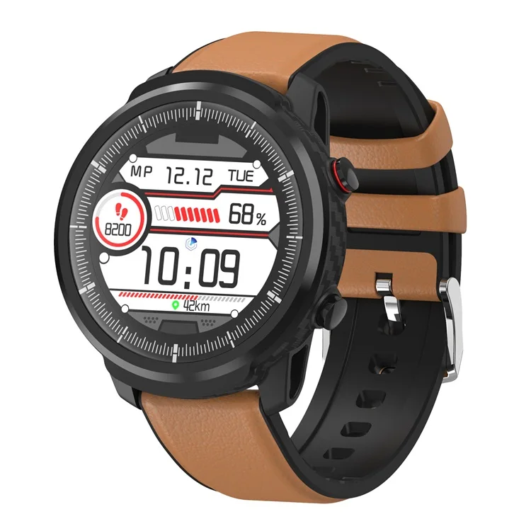 Leather-Brown ESEED Smart watch men L5 plus L3 IP68 waterproof full touch screen long standby smartwatch Heart Rate Leather band watch - Цвет: Leather-Brown