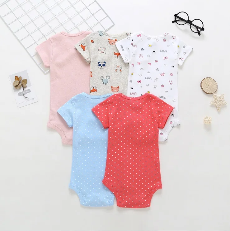 Комбинезоны для новорожденных 100% хлопок с коротким рукавом 5 шт./лот|baby boy lot|baby