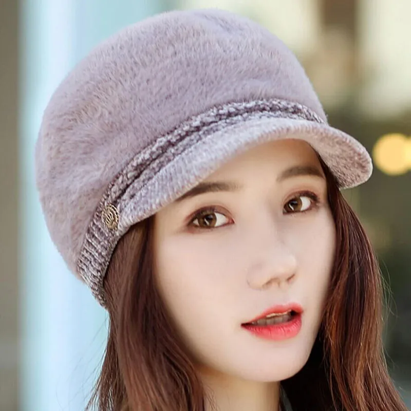 HANGYUNXUANHAO Women French Beret Hat Scarf Set Winter Warm Lady Hat Chenille Elegant Beanie Cap