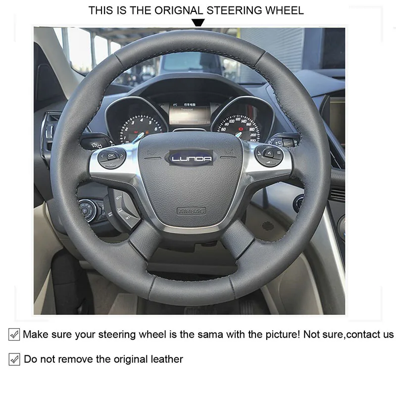 LUNDA черный чехол рулевого колеса автомобиля из искусственной кожи для Ford Focus 3 2012