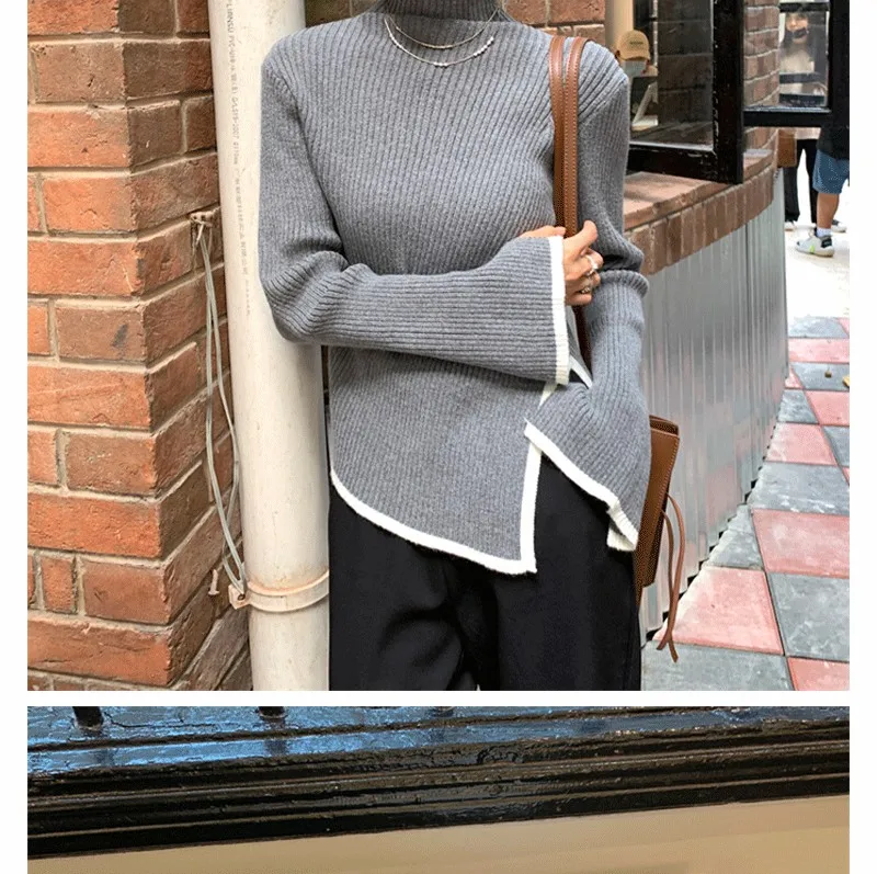 ★韓国人気★LOOKPLE★LOOK ZINUS HALF-TURTLENECK KNIT MTM LILLUSORY Women's Quarter Zip Striped Oversized Sweater 2025
