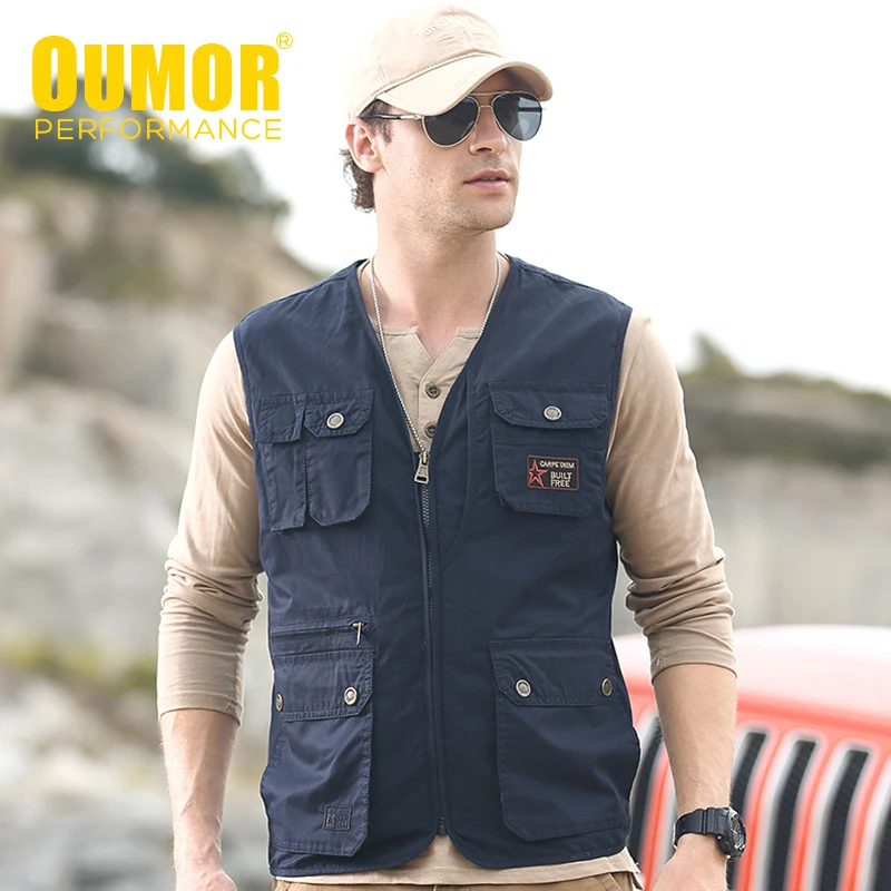 

Oumor Men Autumn New Outwear Casual Tactical Fish Cargo Vests Jacket Men Outfit Thick Warm Multi Pocket Jacket Vests Men 5XL