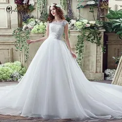 Optcely привлекательное свадебное платье 2019 элегантное белое ТРАПЕЦИЕВИДНОЕ платье без рукавов с круглым вырезом на молнии с кружевной
