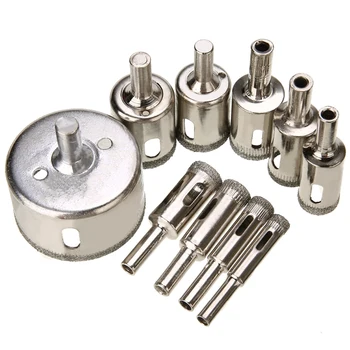 

High Quality 10x Diamond Coated Hole Saw Drill Set for Ceramic Tile Marble Glass