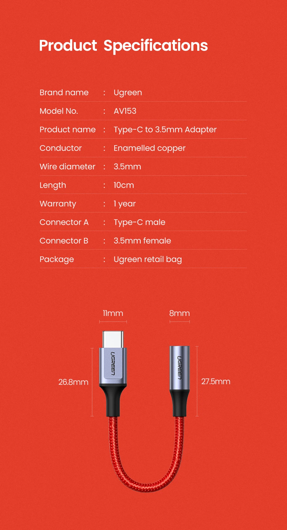 Ugreen Type C to 3.5mm Adapter Pakistan BrandTech.pk