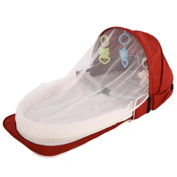 

0-24M Baby Crib Portable Foldable Baby Bed with Bed Net Multipurpose Mummy Bag Pink/Red/Green/Blue/Gray