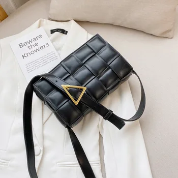 

Thick Metal Shoulder Bag Women New Designer Woven Soft Square Crossbody Bags Female Fashion Personality Purse High Quality