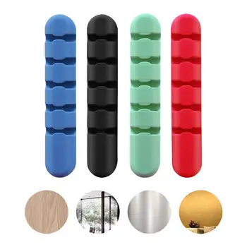 

5 Holes Cable Clip 5 Holes Silicone Wire Organizer Self-Adhesive Home Office Desk Tiny Management Holder drop shipping