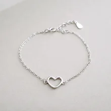 La MaxZa 925 Серебряное пустое сердце браслеты для женщин модные ювелирные изделия Серебро 925 браслет женский регулируемый
