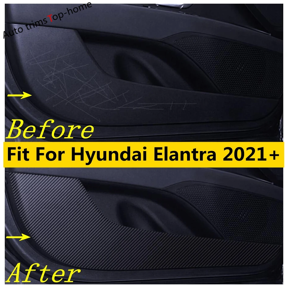 

Carbon Fiber Style Car Door Anti-Kick Pad Protective Film Decor Stickers Accessories Interior For Hyundai Elantra 2021 - 2023