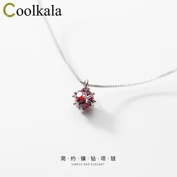 

Coolkala silver simple red round necklace girl exquisite sweet geometric choker