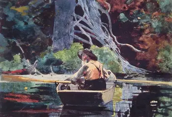 

14 Hand painted Art Paintings by College Teachers - Red Canoe American Winslow Homer scenery waterscape - Oil Painting on Canvas